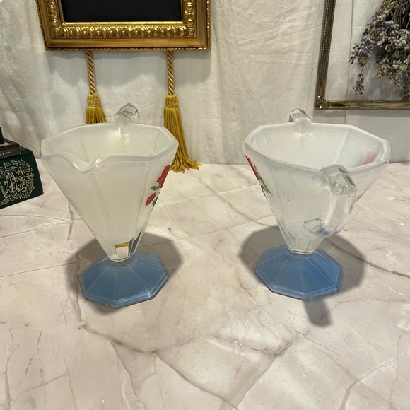 VINTAGE Indiana Glass Westmoreland Red Tulip Glass Sugar & Creamer - Picture 6 of 16